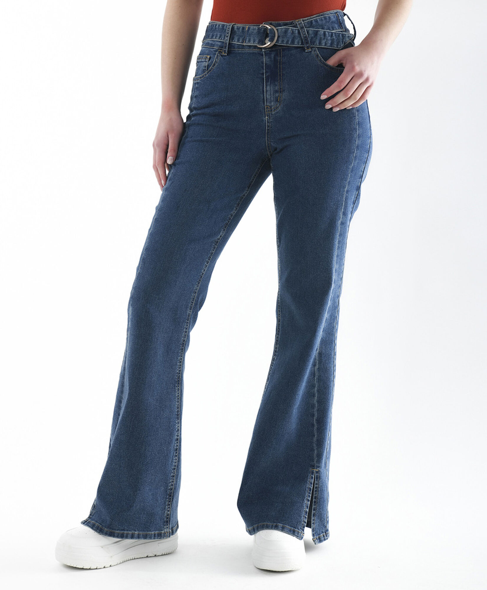 Jeans mujer cinturón flare Jeans mujer cinturón flare