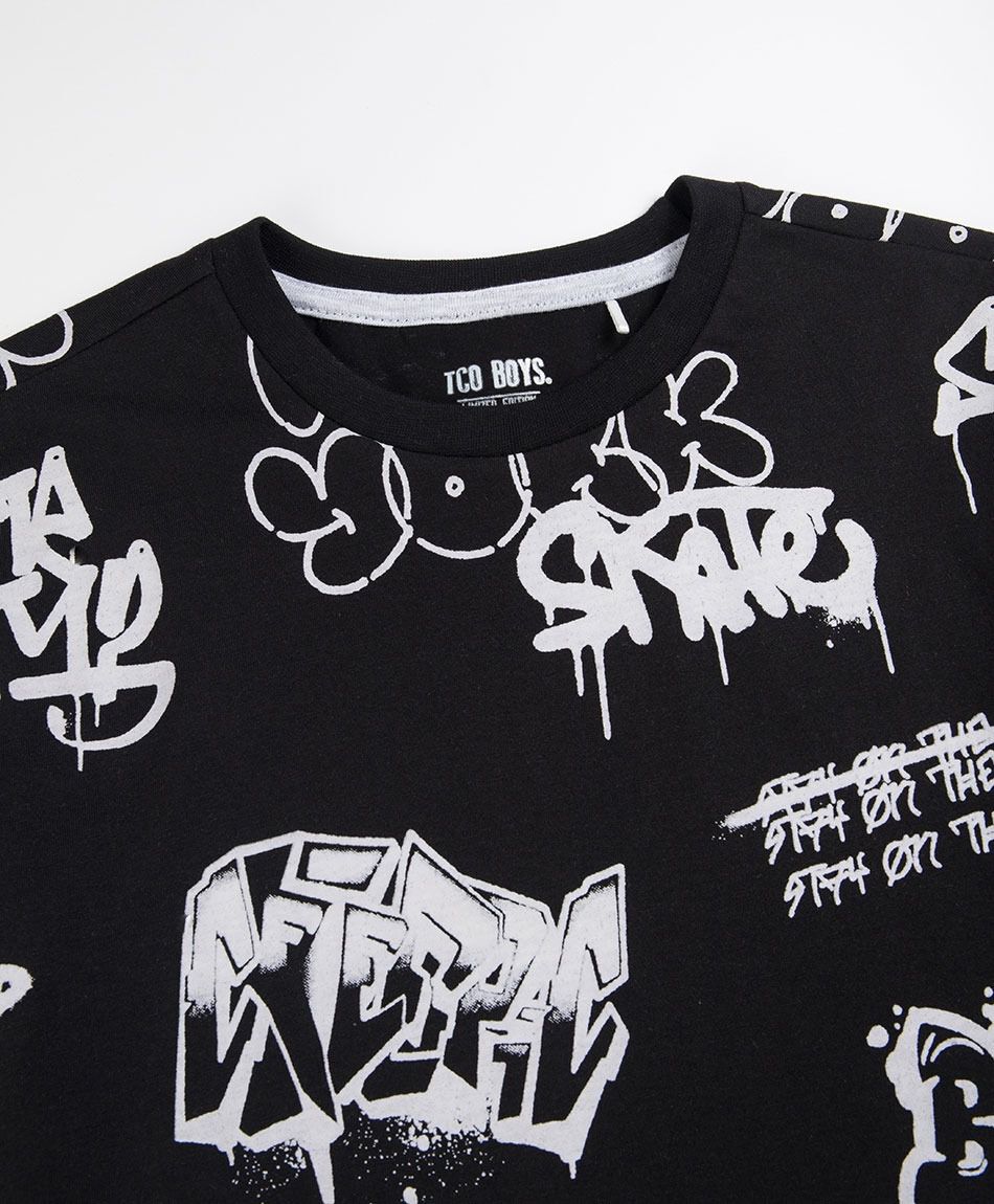 Polera ni&ntilde;o manga larga graffiti