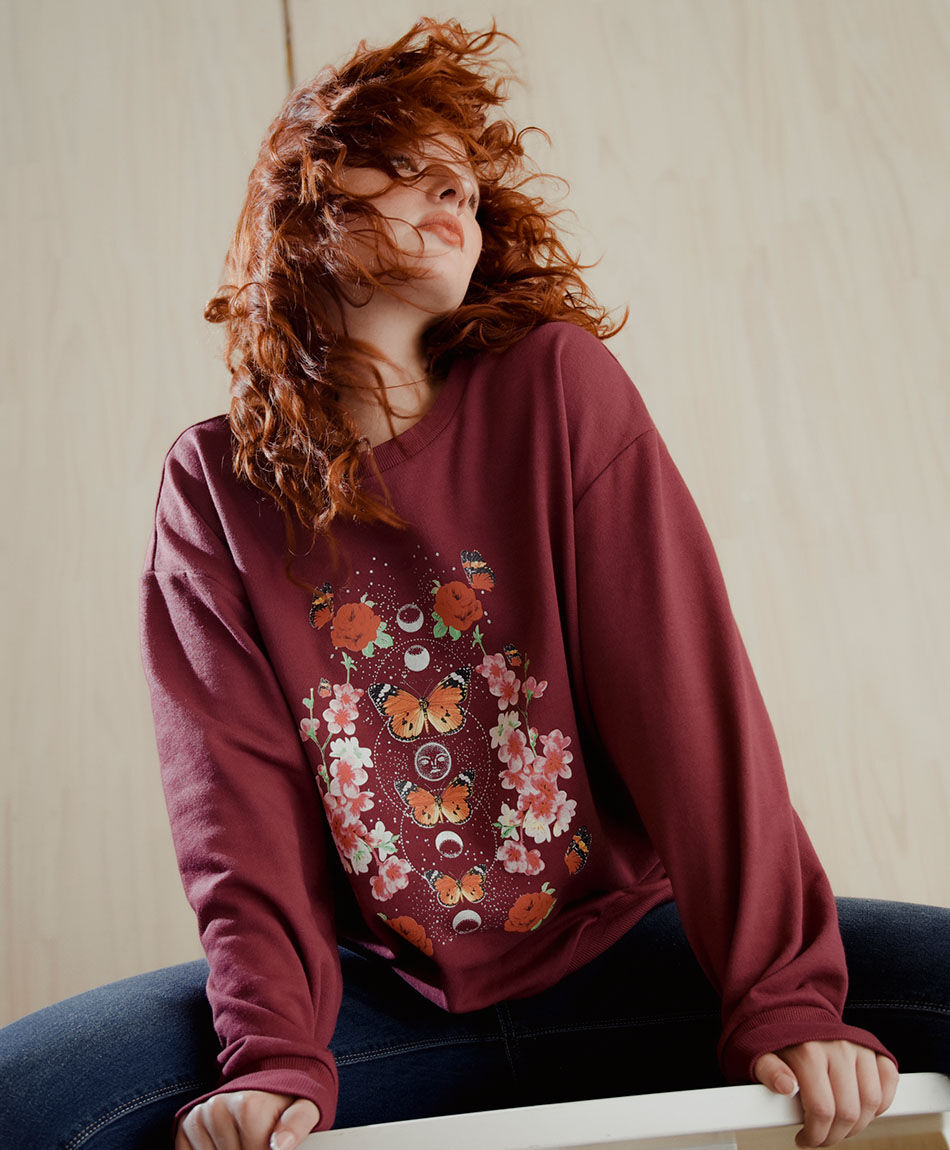 Polerón mujer estampado mariposas