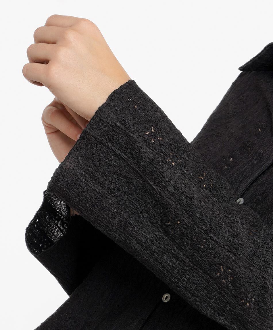 Blusa mujer jacquard flare negro