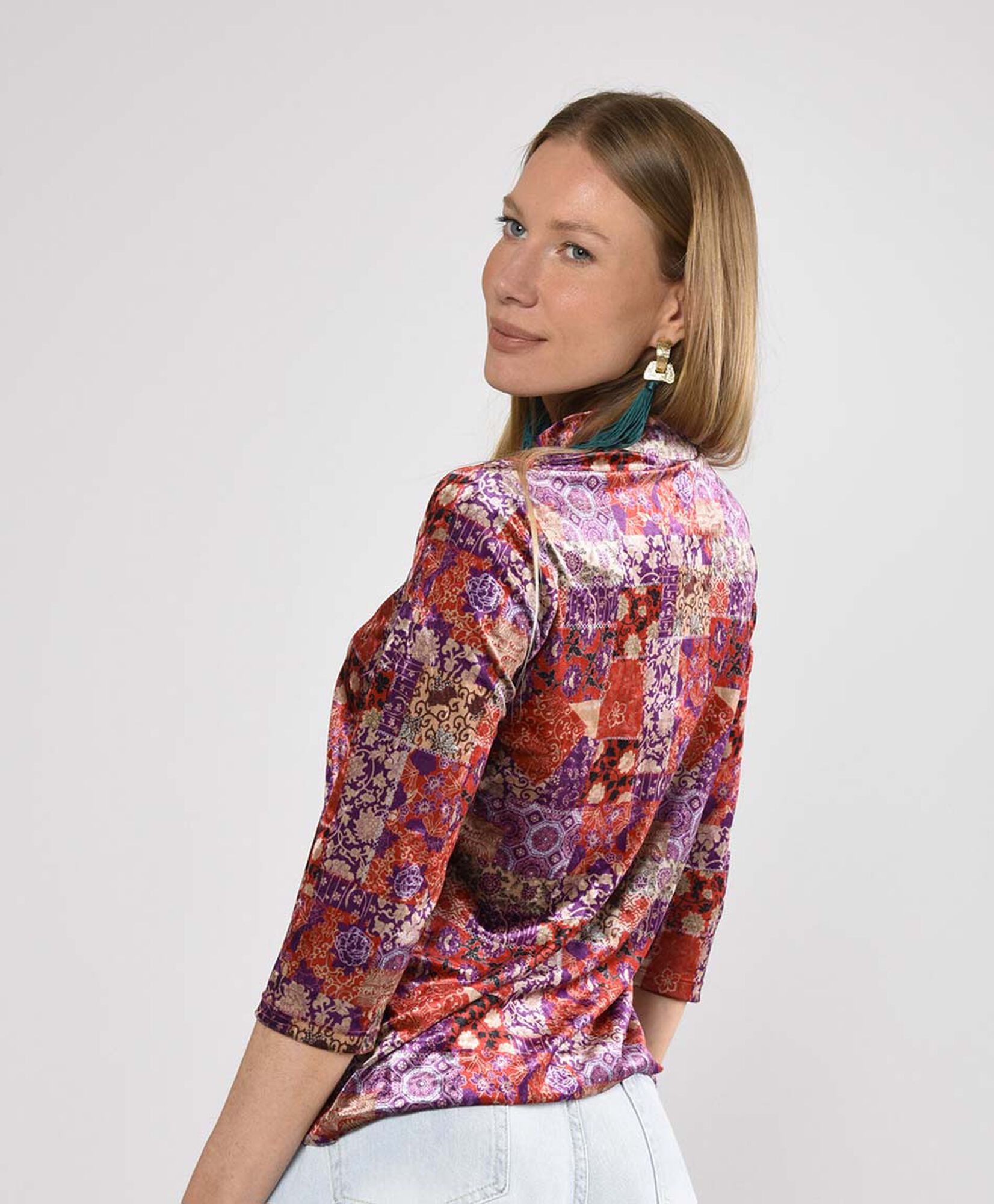 Polera mujer velvet manga al codo Polera mujer velvet manga al codo