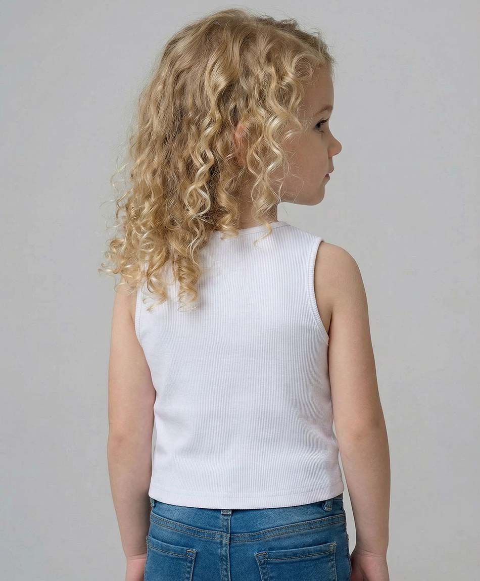 Polera ni&ntilde;a cut out blanca