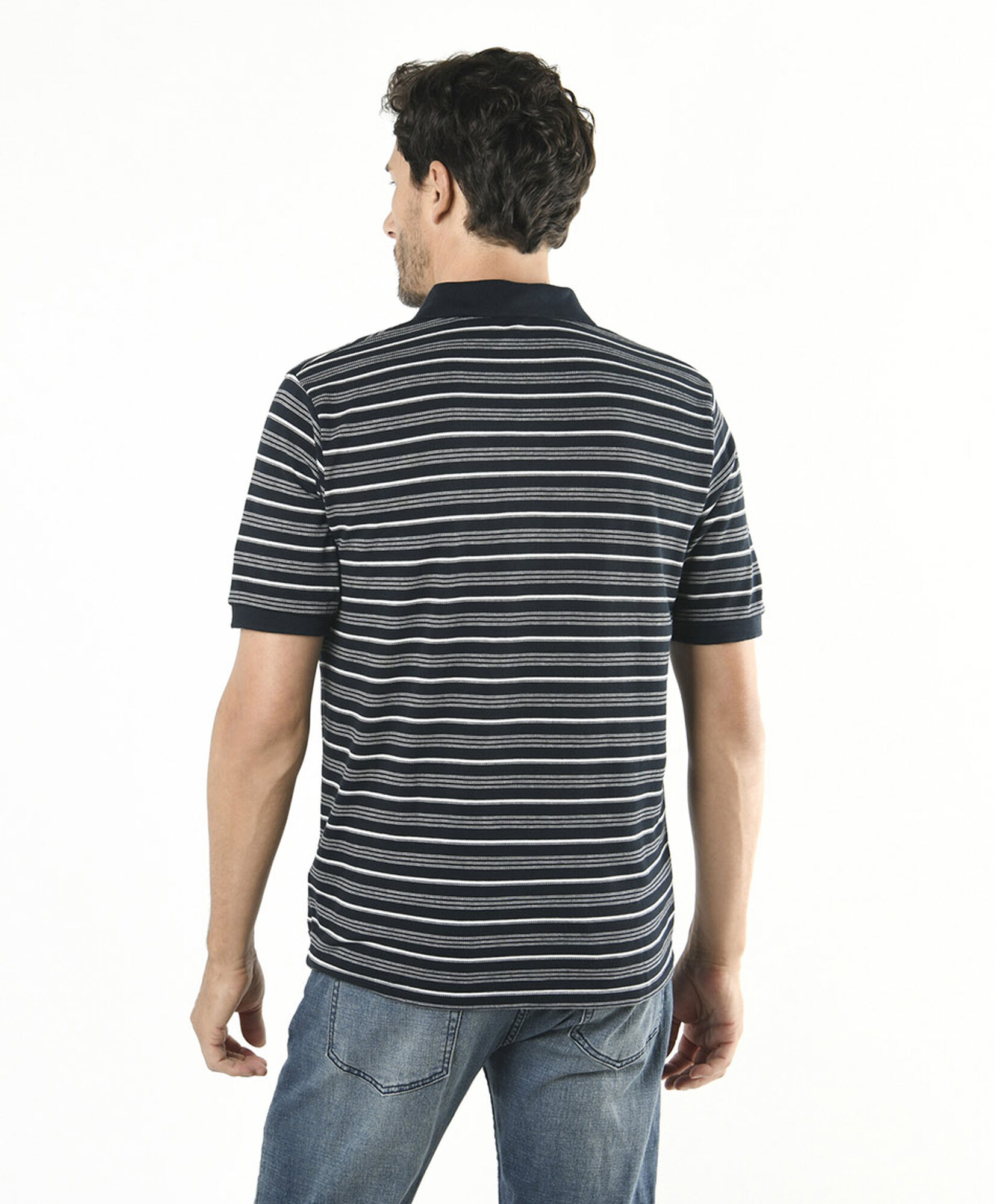Polera hombre rayas cuello piqué Polera hombre rayas cuello piqué