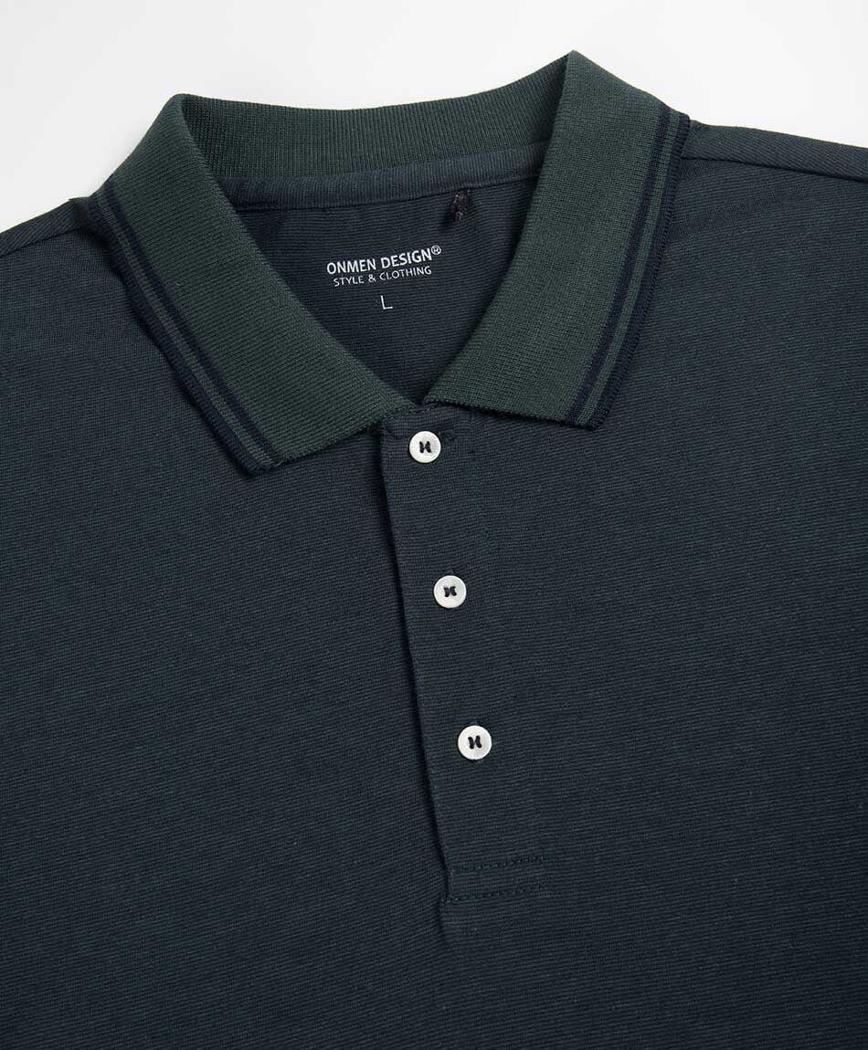 Polera hombre polo manga larga verde oscuro