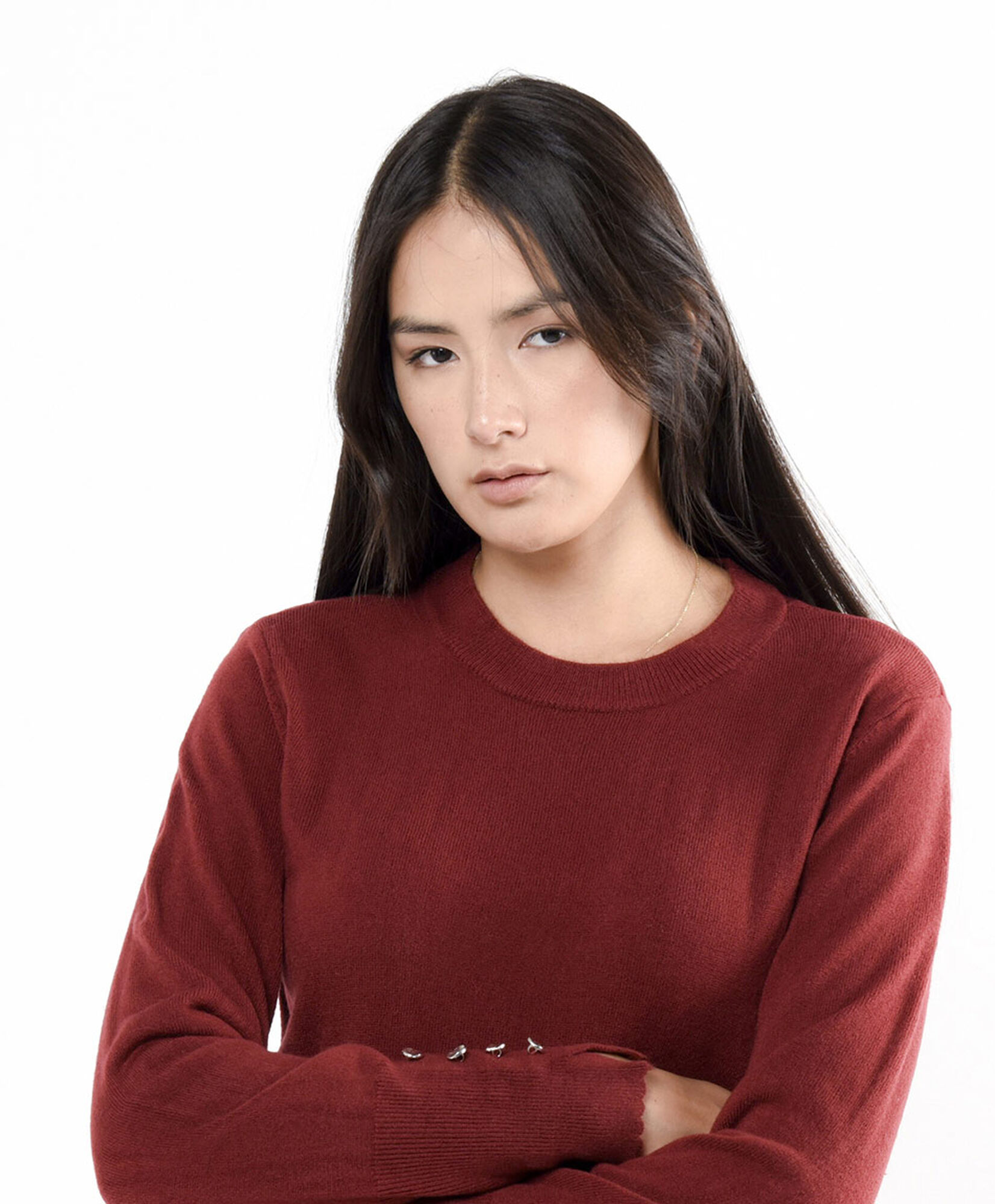 Sweater mujer botones manga rojo Sweater mujer botones manga rojo