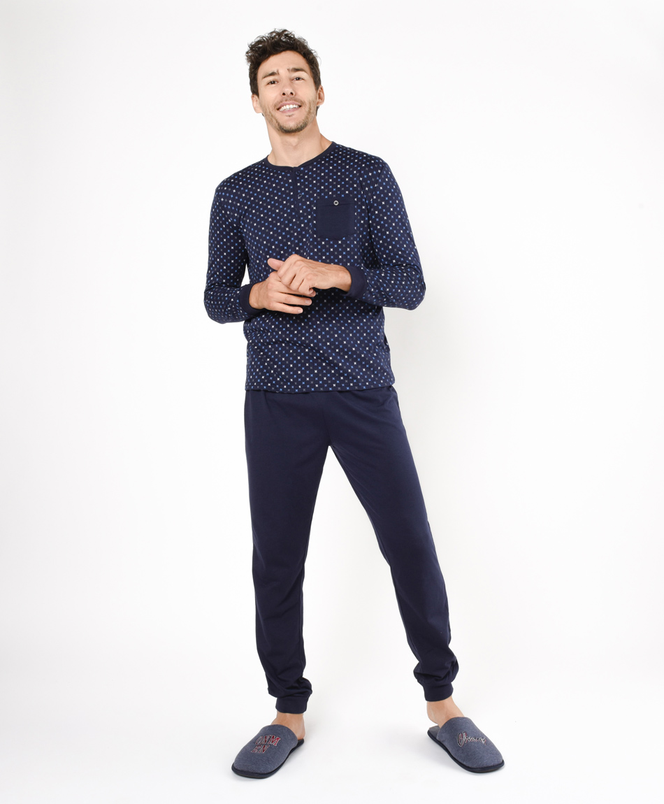 Pijama hombre cruces bolsillo TRICOT
