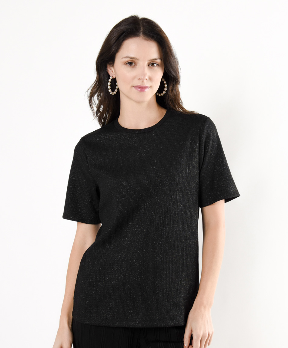 Polera mujer lurex negra - TRICOT