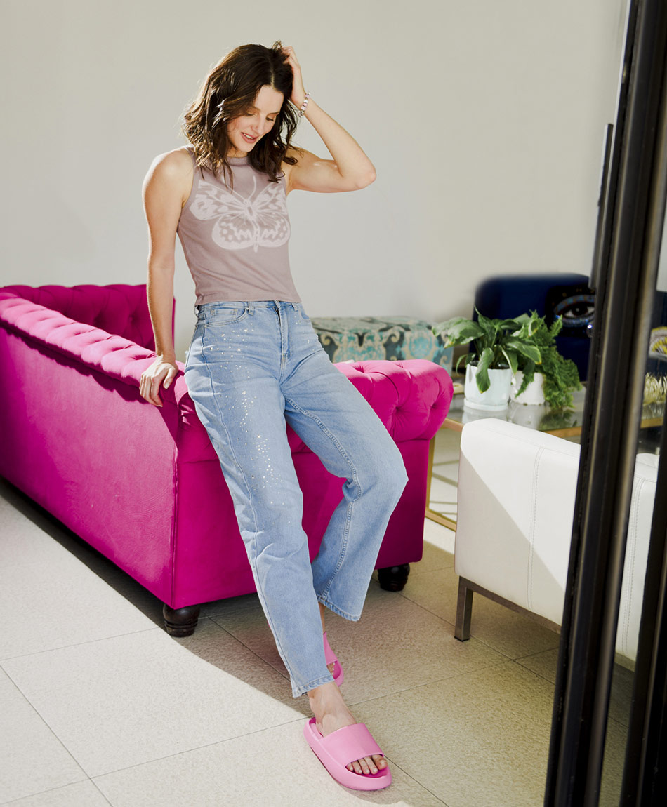 Tachas Pantalones Perlas Stradivarius Jeans Straight Cintura Tachas