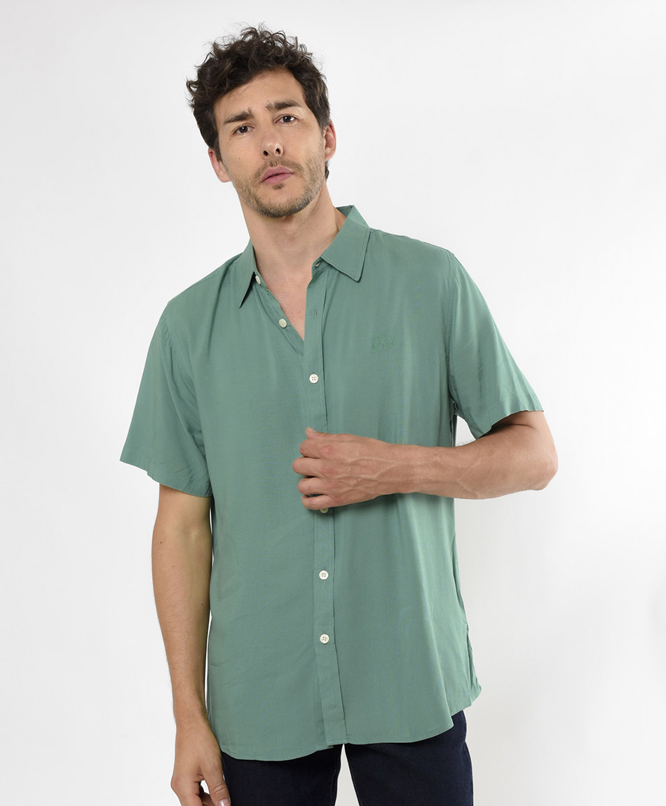 Camisa hombre lisa verde TRICOT