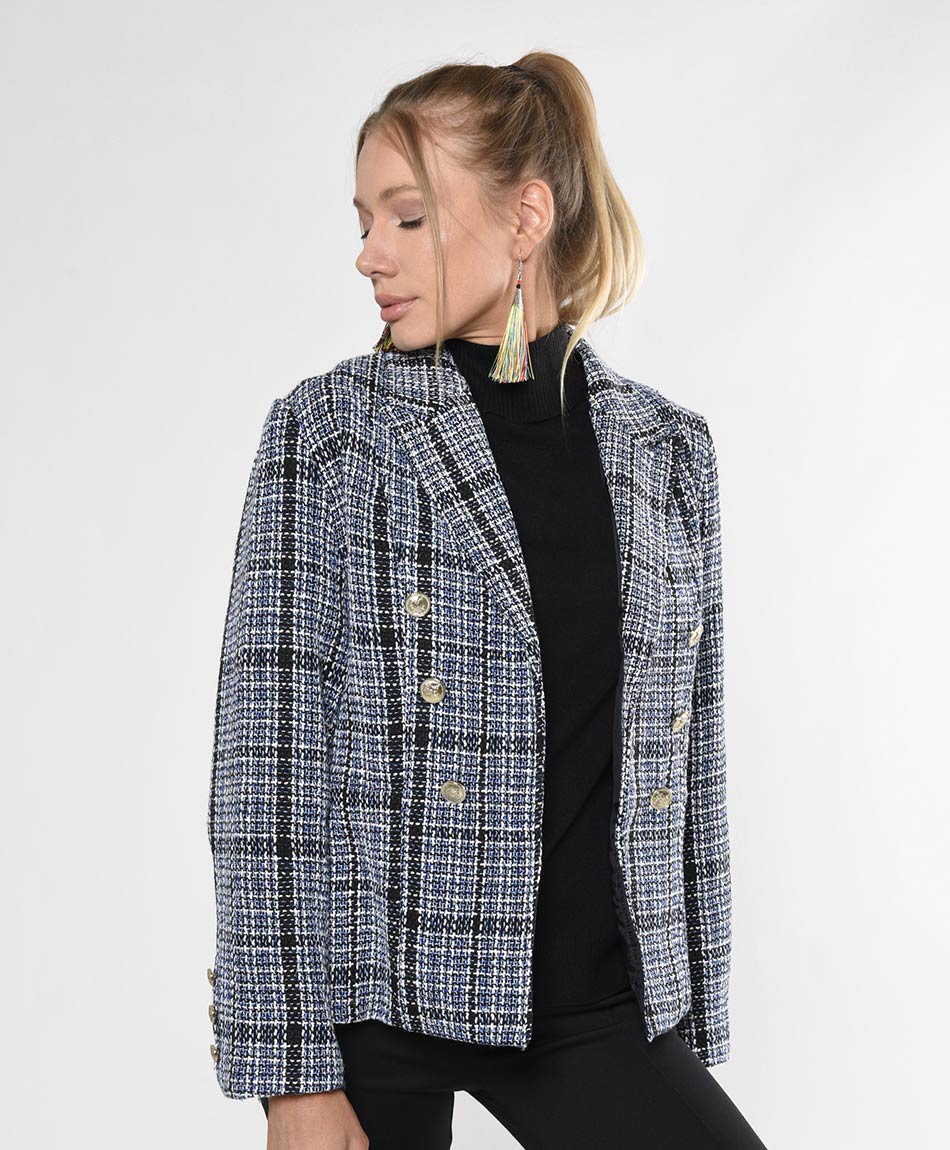 Halar Florecer Levántate Blazer mujer cuadros - TRICOT