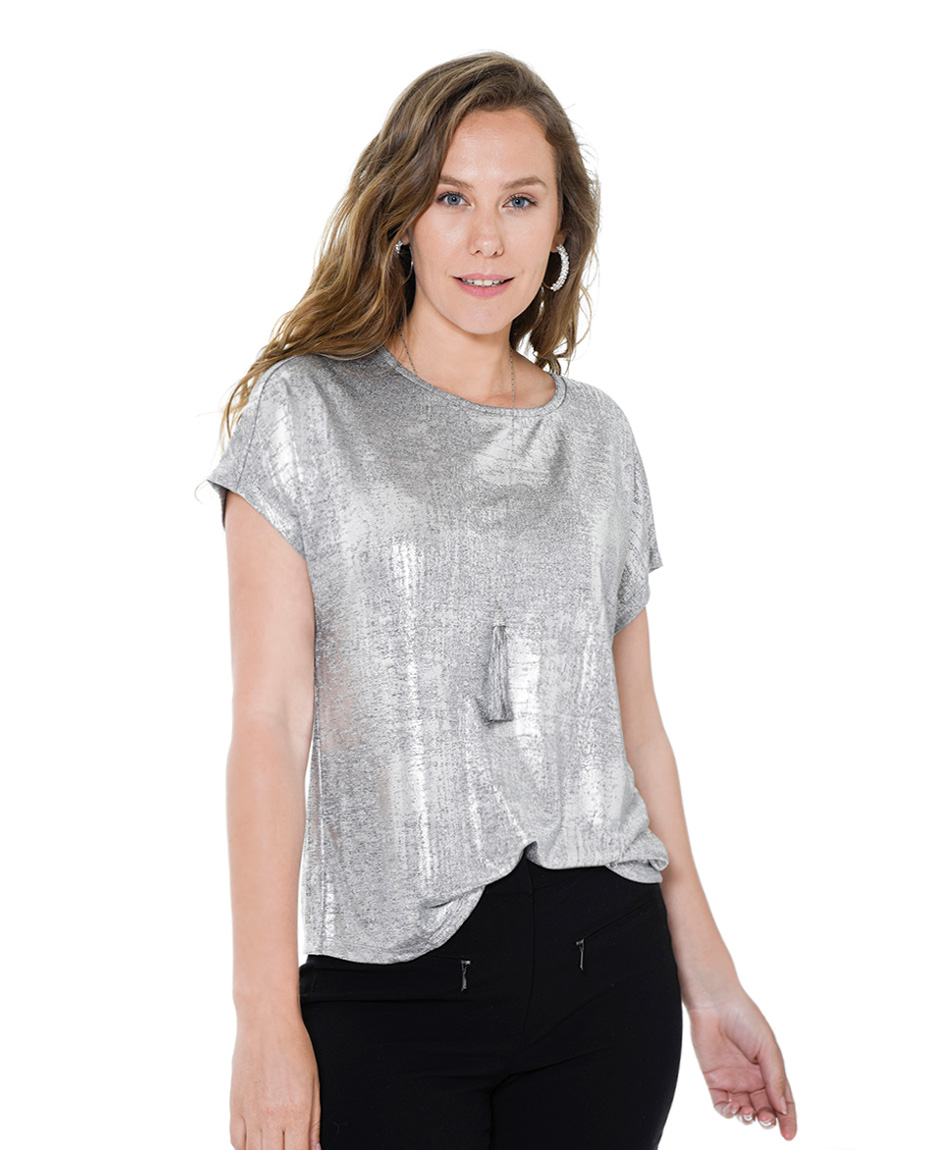Polera plateada top mujer
