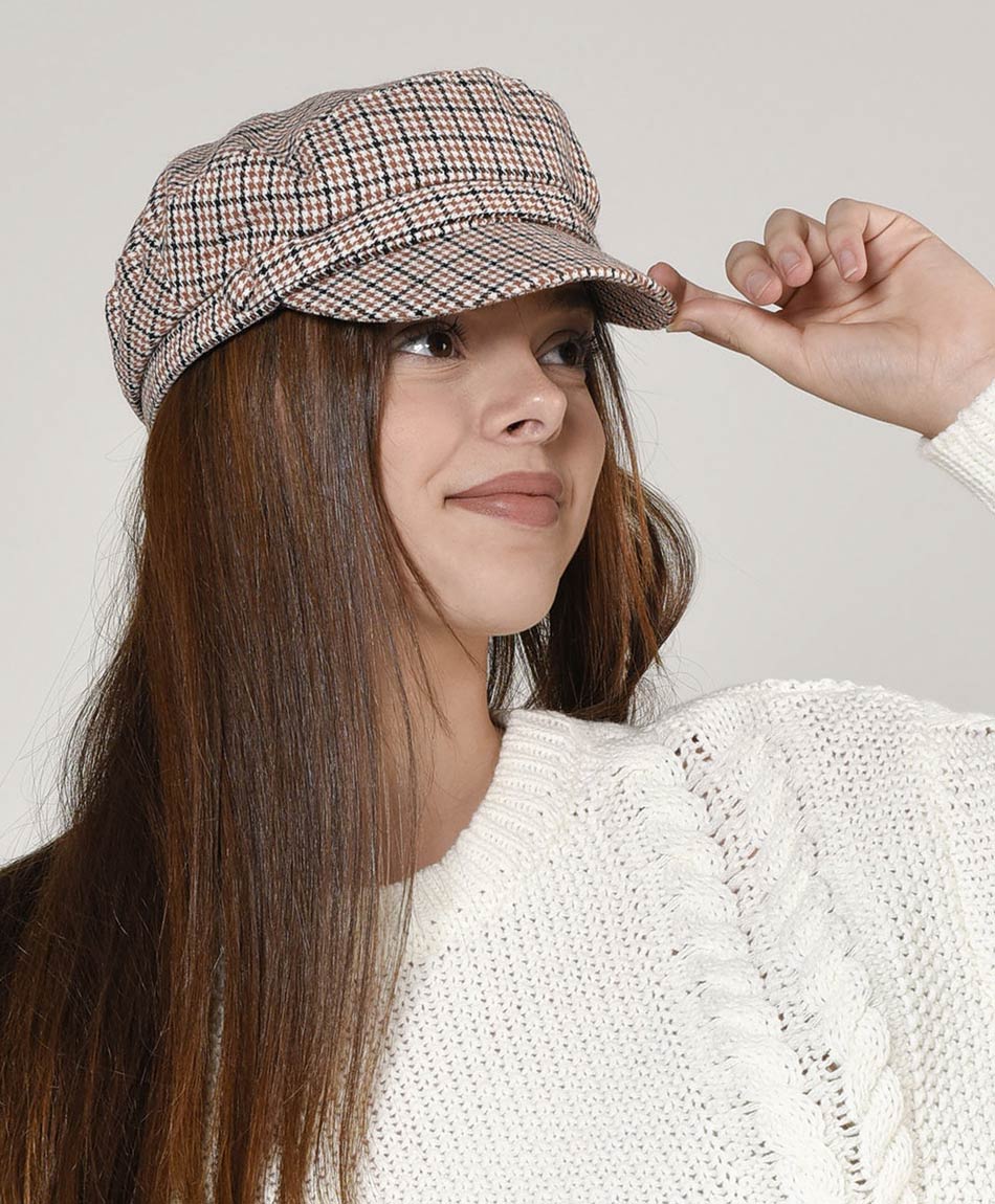 Boina mujer pied de poule y cuadros TRICOT