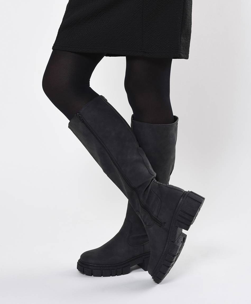 Bota alta mujer bucanera taco cuadrado TRICOT