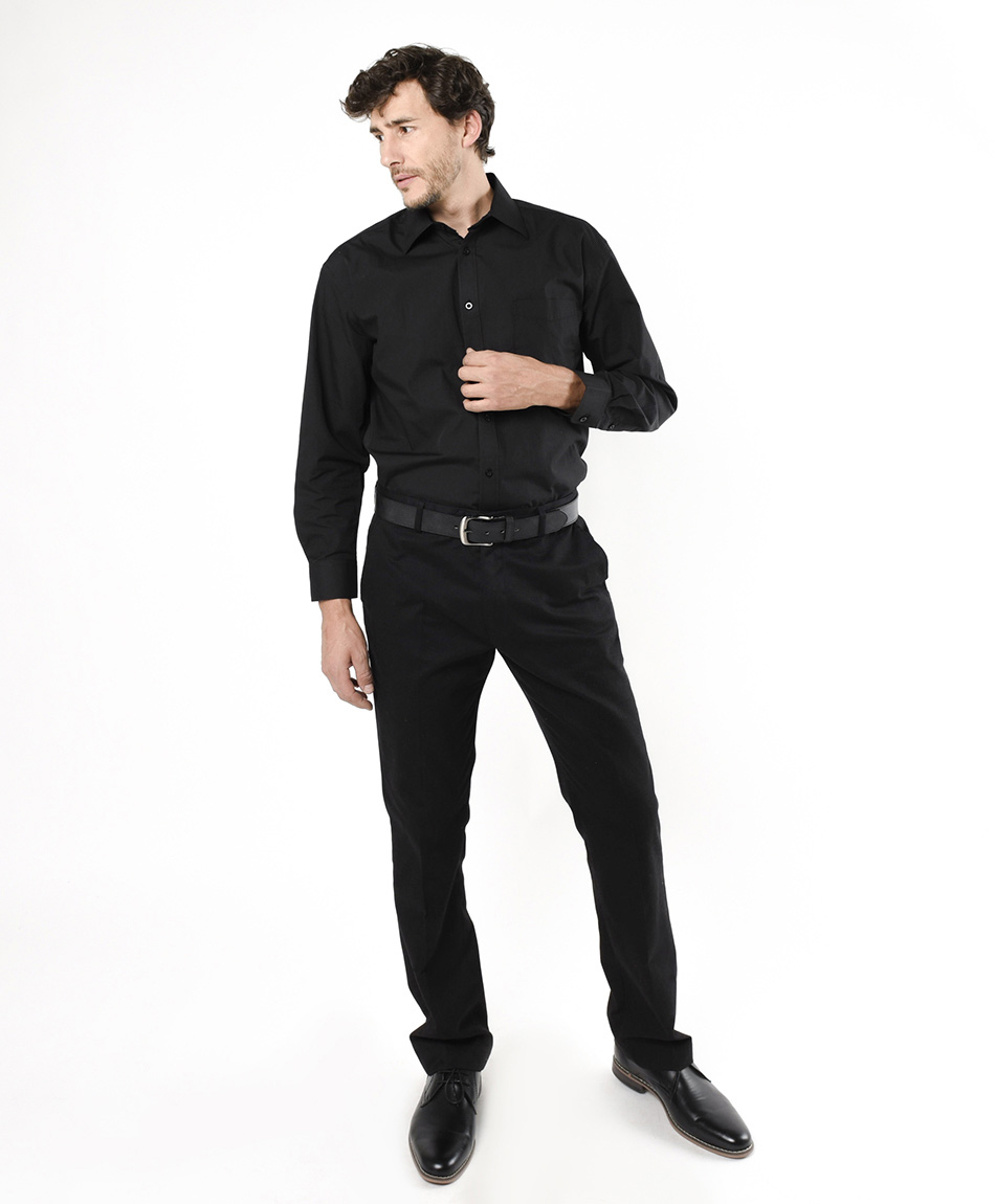 Camisa negra manga top larga hombre