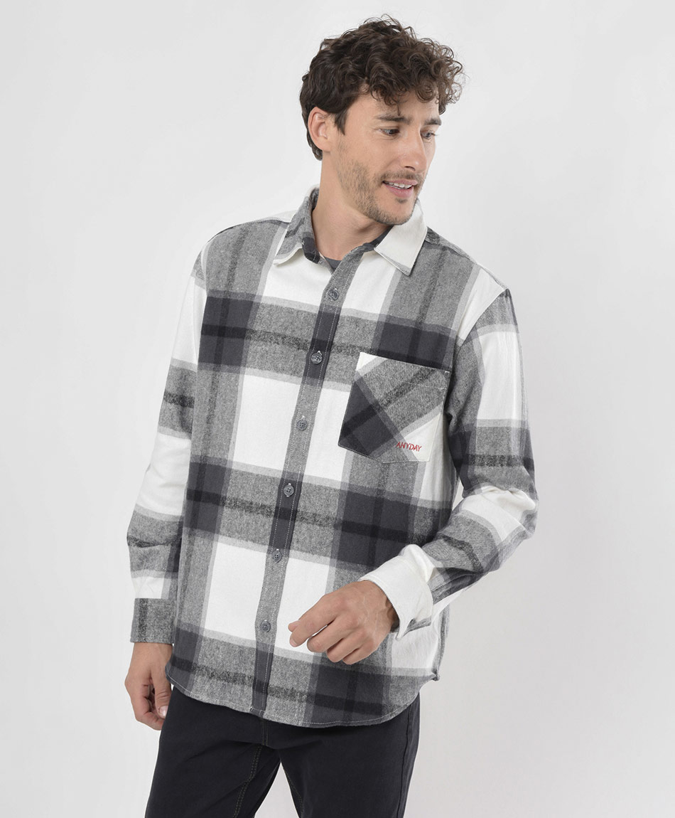 Camisa leñadora blanco y negro -