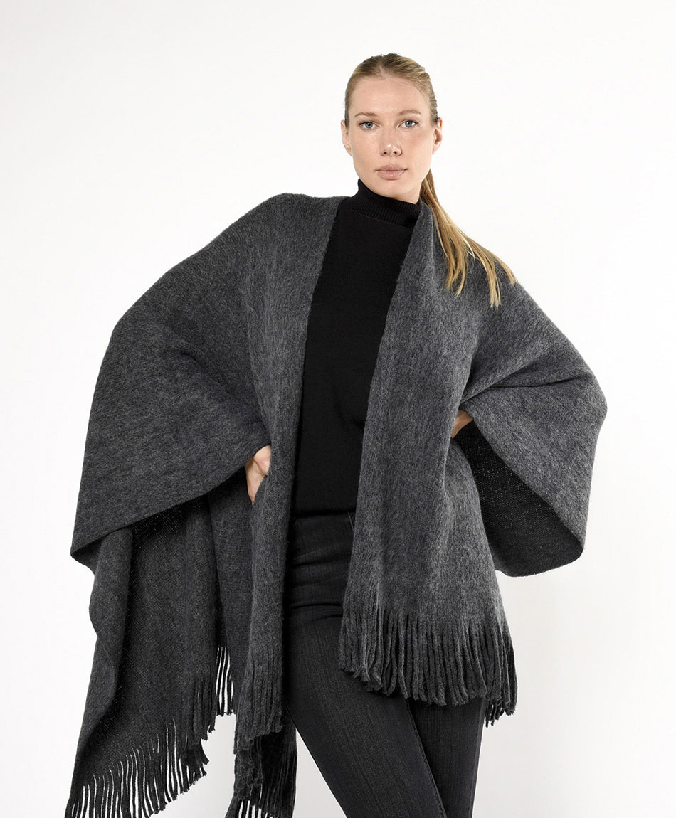 Poncho En Tricot CREAM Pour Femme - Taille 38 - Gris Clair/blanc Cassé - Occasion Très Bon état