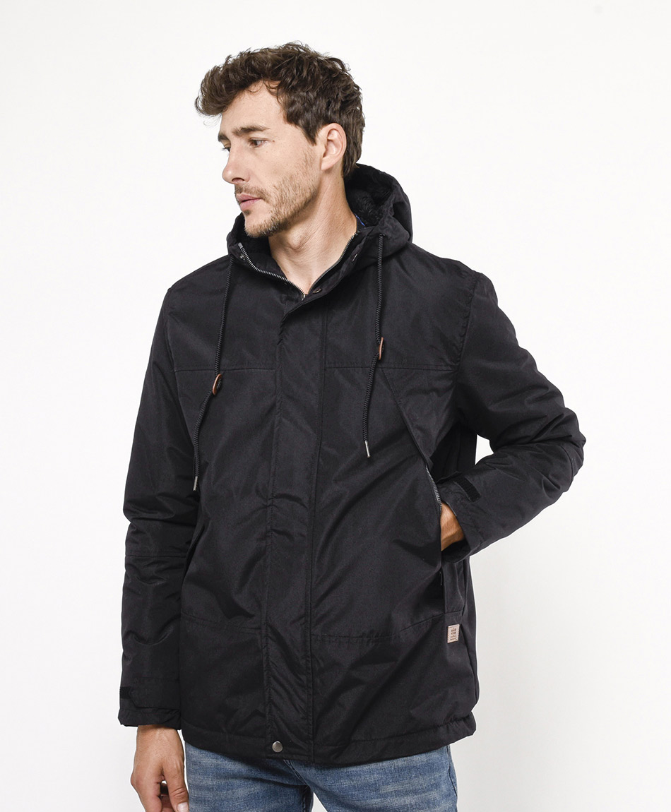 Parka hombre lisa negra - TRICOT