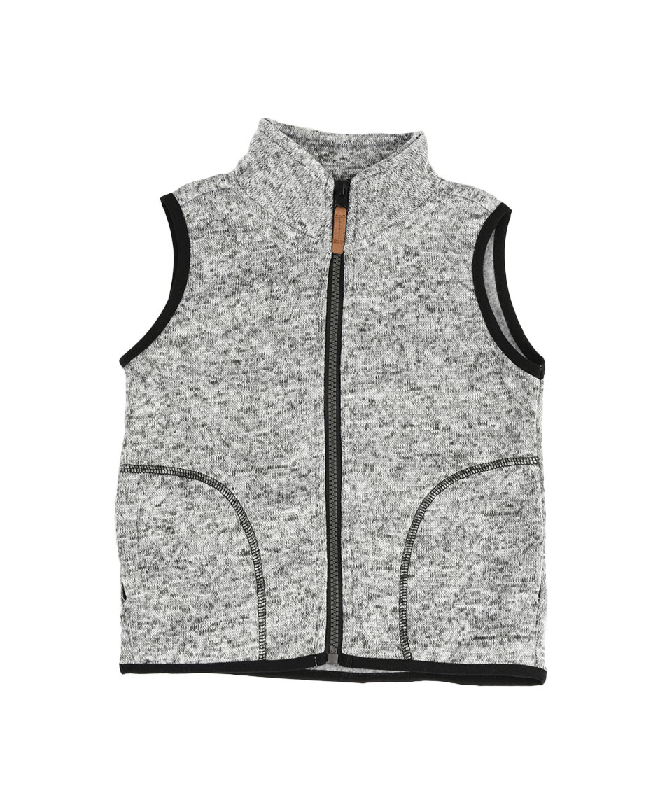 Poleron bebe polar sin manga jaspeado TRICOT